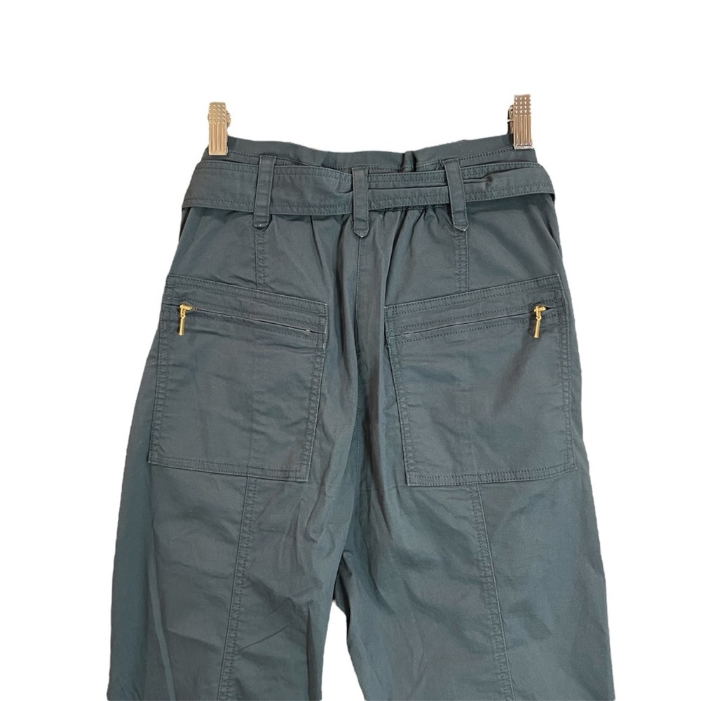 ANTHROPOLOGIE Ellie Belted Utility Pants Embroidered Blue Size 4 - Picture 9 of 16